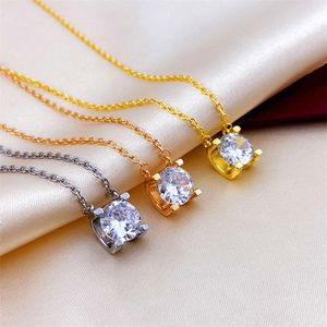 Diamanthalsband för kvinnor designer smycken guldkedja anpassad hänge lyx rostfritt stål klassiska kvinnors bröllop parti cirkel valentin dag kristall halsband