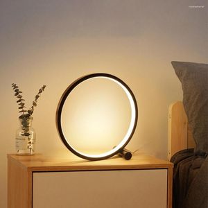 Lâmpadas de mesa 15 cm de lâmpada de lâmpada LED mesa circular para sala de estar preto/branco à beira da cabeceira redonda decoração da luz da noite