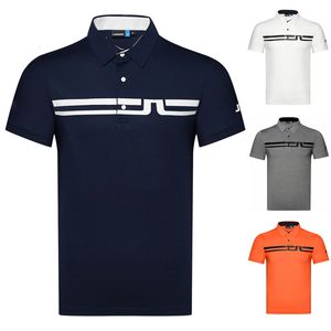 Men's Polos J Lindeberg Golf Clothing Summer Shortsleeved Sports Tshirt Sweatabsorbing Quickdrying Jersey Comfortable POLO Shirt 230815