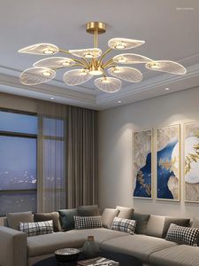 Chandeliers Lotus Leaf Shape Design Home Decor Lighting Fixtur Living Room Ceiling Lamp Nordic Copper For Bedroom Dining