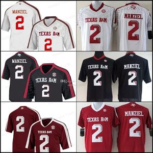 Men Texas Am Aggies College Football Jerseys 2 Johnny Manziel University Red Black White Mens Football Syade Uniformer Red Black Whie