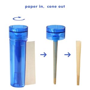 Tobacco Grinding Tank Integrated Plastic Grinder with Roll Horn Tube Cigarette Pre Roll Paper Cone Roller Smoking Bong Accessories