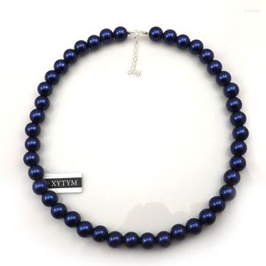 Choker 12 mm Blue Blue Imitation Pearls Naszyjnik 20 