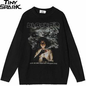 Erkek Sweaters 2023 Hip Hop Örme Kazak Sokak Giyim Mum Kız Grafik Yırtık Kazak Büyük Boyutlu Erkekler Harajuku Sıradan Gevşek Sweater Unisex J230806