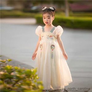 Flickans klänningar barn Hanfu Princess Style Spring/Summer Ancient Chinese Style broderi klänning Baby Girl Tang Dress R230816