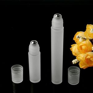 3 5 8 10 ml Buzlu Plastik Silindir Şişeler Boş Aromaterapi Parfümleri Esansiyel Yağ Dudak Balsamları Paslanmaz Çelik BAL SJCW