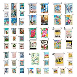 Summer Holiday Garden Flag Flag Dziedziniec Witam letnie flagi kempingowe Witaj Banner Plaży Banner Materiał lniany przez ocean Shiping P45