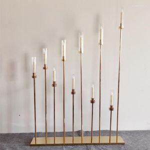 Candele set di 2 10 centrotavola da tavolo da matrimonio in oro lucido in metallo