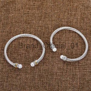 925 Sterling Silver Bracelets Twisted Cable Bracelet Bangle Charm Designer Jewelry Womens Men White Gold Copper Wire Fashion Pearl Jewelry x0816