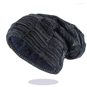 Berets Fashion для взрослых мужчин Зимние густые теплые шапочки черепа повседневное вязаное клетку унисекс бренд Bonnet Женщины высококачественные кепки