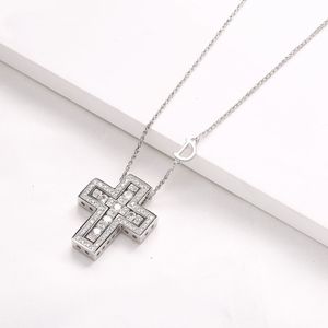 Pendanthalsband Slovecabin 925 Sterling Silver Italy Luxulry Double Cross Move D Letter Chain Belle Epoque Zircon Necklace Korean Gift 230816