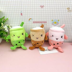 Keychains 1Pcs Kawaii Milk Tea Cup Plush Pendant Keychain Bag Decoration Gifts Doll Toys Green Pink Brown Key Chains For Friends