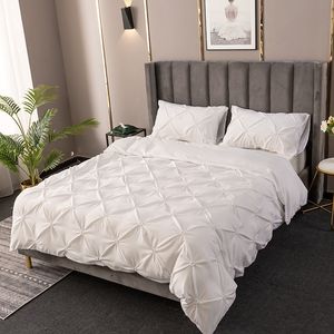 Bedding sets Crafts 3D Pinch Pleated Duvet Cover Set Queen Size Solid Single Double Bedding Set King Soft Durable Quilt Cover and Pillow Case 230815