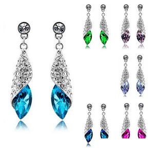 Dangle Shandelier Luxury 925 Sier Diamond Earrings Sparkling Austria Crystal Long for Women Wedding Bridal Jewelry Gifts Drop Deliv DHHB1