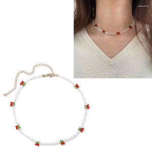 Pendant Necklaces Arcylic Seed Beads Necklace For Women Summer Jewelry Cherry Choker Bohemian Cute Clavicle