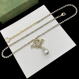 18K Gold Plated Necklace Bee Pearl Pendant Brand Classic Vintage Gorgeous Necklace Ladies Classy Party Jewelry Valentines Day Gift