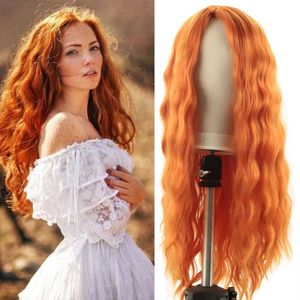 Wig Women's Wig Split Long Curly Hair Corn Hot Water Ripple Wig Set 230816