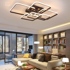 Led Ceiling Lights For Living Room Bedroom White Black Rectangle Acrylic Aluminum kitchen Ceiling Chandeliers AC85-265