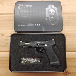 2023 Ny G34 TTI Taran Tactical Alloy G17 Mini Pistol Keychain Toy 1 3 Skala Skal EJEKT FREE Assembly Mini Gun Fidget Toy T230816