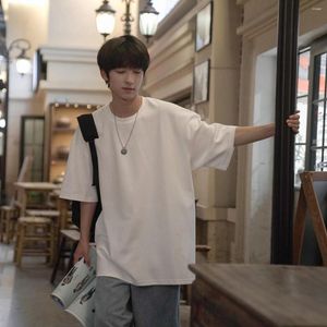Men's T Shirts 300G Heavy Weight Summer Short Sleeve T-Shirt Solid Color Round Collar Casual Leggings Half Tee Trend Wear