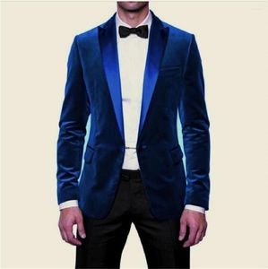 Abiti da uomo Blazer di velluto royal Blazer Whith Black Parers 2 pezzi Slim Wedding Feeds Abito da uomo Occasioni formali abiti eleganti