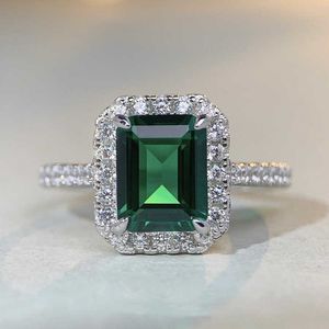 Pansysen Luxury Top Quality Emerald Rings for Women Wedding Engagement Cocktail Ring 100% 925 Sterling Silver Fine Jewelry Gift J1208