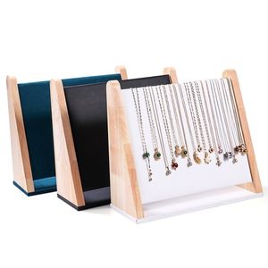 Jewelry Boxes Fashionable Diagonal Necklace Display Stand Bracelet Pendant Jewelry Display Rack Beige Wood Display Rack 230815