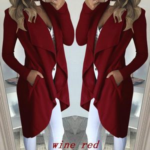 Women's Trench Coats 2023 Autumn Loose Fit Long Windbreaker Street Fashion Solid Polo Neck Slim Coat Women