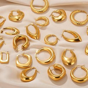 Stud Küpe Paslanmaz Çelik Kruvasan Altın Renk Geometrik Kulak Abartılı Moda Mücevher Aksesuarları Kadın Hediyesi