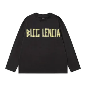 BLCG Lencia unisex jesienne wysokie standardowe koszulki z długim rękawem Mężczyźni ciężka 100% bawełniana tkanina tkaniny umyte vintage retro pullover 85206