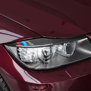 Faróis de fibra de carbono sobrancelhas adesivas de carro para as pálpebras para BMW E90 FRONTLAMP 3 SERIES 2005-2012 STARTER DECAL289Y