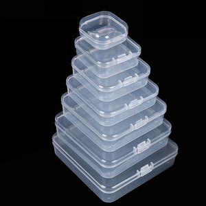 Blandade storlekar fyrkantiga tomma mini Clear Plastic Storage Containers Box Fall med lock för små föremål och andra hantverksprojekt ODPWX