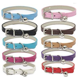 Dog Collars Colorful Leather Puppy Cat Collar Cute Kitten Necklace Rhinestone For Cats Dogs Pet Supplies Accessories Harness