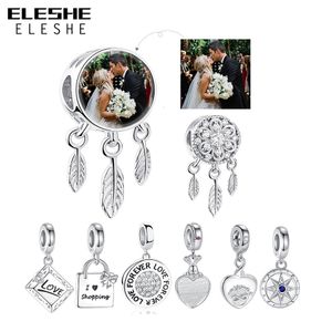 Syntetic Quartz Eleshe Custom PO 925 Sterling Silver Dreamcatcher Porta per perle adatte alla collana fascino originale Bracciale Bracciale Gioielli personalizzati 230815