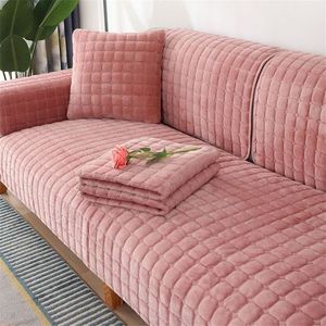 Pokrywy krzeseł zagęszcza pluszowa sofa okładka nie poślizgowa Couch Couch Cushion Slipcover for Living Sald Multi-Size Velvet Fleece Meble Protector 230815