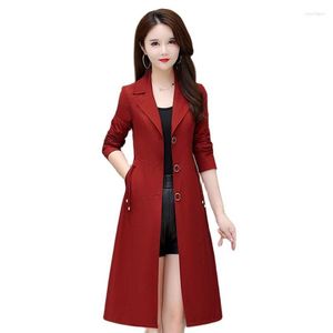 Women's Trench Coats Solid Color Long Temperament Windbreaker Jacket 2023 Spring Casual Western Fashion Korean Slim Slimming Fashion5XL