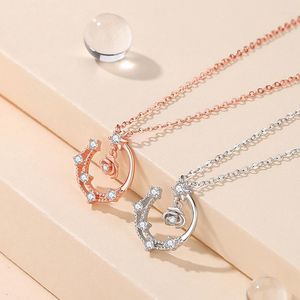 Pendant Necklaces Dainty Moissanite 925 Sterling Silver Fashion Jewelry Gold Plated Clavicle Moon Rose Necklace.