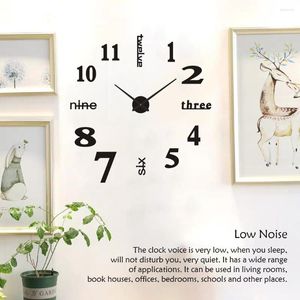 Wall Clocks 20 Inch Clock Watch Horloge Silent DIY Digital Round Frameless Modern Watches Living Room Office Ornaments Silver