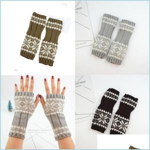 Fingerless Gloves Snowflake Glove Wool Knitting Arm Er Keep Warm Work Half Finger New Woman Man Winter 5Yf K2 Drop Delivery Fashion Ac Dh3Zn