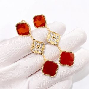 Kalıcı Klasik Moda Vintage 4/Dört Yaprak Clover Charm Van Saplama Küpe Kadın Kızlar Sevgililer Cleef Anneler Günü Düğün Takı Hediyesi XS2F