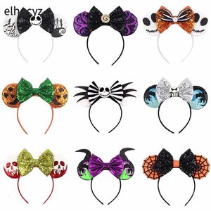 Haarzubehör 10pcs/Lot Großhandel Pailletten Bow Mouse Ohren Hairband Halloween Stirnband Frauen Mädchen Festival Kinder Cosplay -Party Haarzubehör 230816