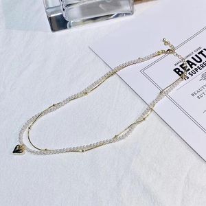 Choker Vintage Temperament Overlay Love Pendant Pearl Necklace For Women's Girl Party Gift Upscale Accessories Jewelry Wholesale