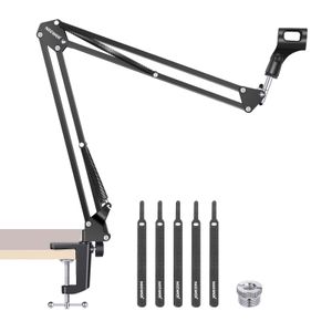 Suportes de flash Neewer Extendível gravação de gravação Microfone Suspensão Suspenso Braço da tesoura Stand com Mic Clip Table Montagem CLAMP 230816