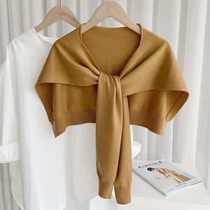 Harvkorean Solid Color Neck Guard Scarve Woman's Sticked Warm Shawl Winter Wool Blouse Axlar Fake Collar Cape Knutt Sharf Q36 230816