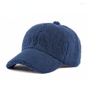 Boll Caps Women's Winter Lamb Wool Baseball Cap Simple Retro Solid Color Peaked Hat Men's Casual Hip Hop Bone Trucker Hats