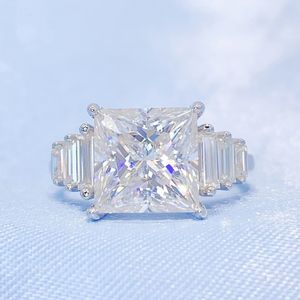 Модные женщины бриллиантовое кольцо S925 Серебряное серебро большое квадратное кольцо с бриллиантовым кольцо