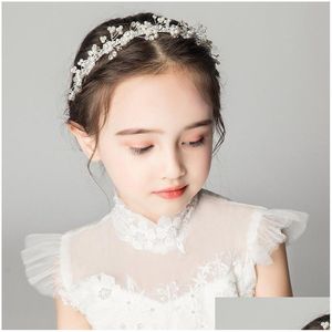 Headpieces Elegant Sier Flower Crystal Pearl Hair Ornaments Prom Party Women Accessories Bridal Headwear Drop Delivery Events Dhena