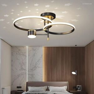 Chandeliers Nordic Creative Ceiling Lights Star Balck Round Circle For Bedroom Living Room Restaurant Lighting Lustre Ring