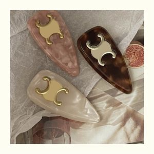 French Vintage Duckbill Clamp Cute High Grade Girls Sweet Edge Clips With Marble Grain Alloy Acetic Acid Side Barrette With Hairclip good gifts