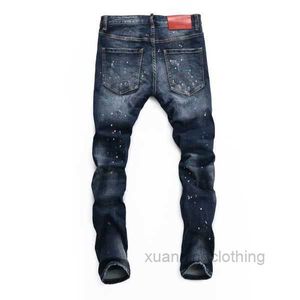 Jeans maschile stree dsquare fashion Street People Style Motorcycle pantaloni da cowboy strappati a getto